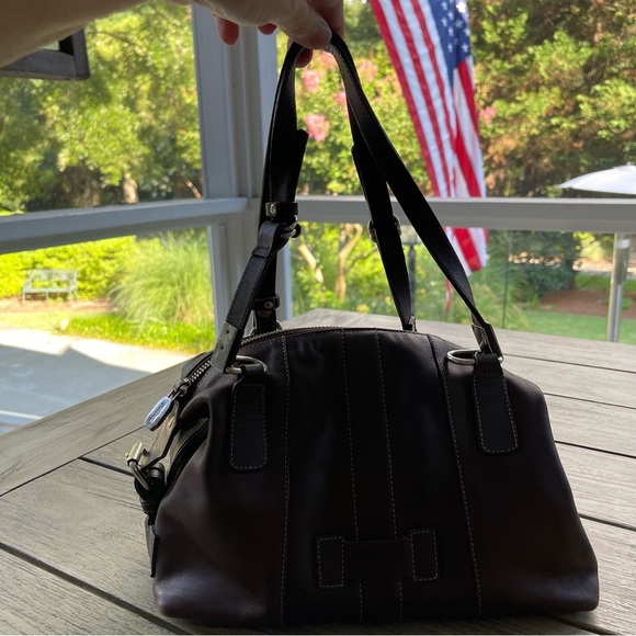Prüne Argentina Brown Leather Satchel Bag with Double Handles - Picture 5 of 14